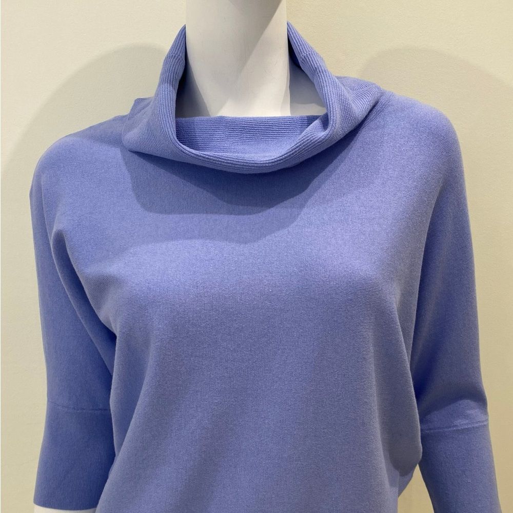Elliott Lauren Dolman Sleeve Sweater With Gorgeous Cowl Neck In “Iris”.